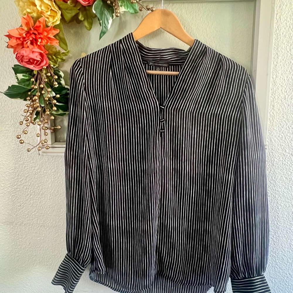 Adrianna Papell Women's Striped Blouse Size Medium Long Sleeve